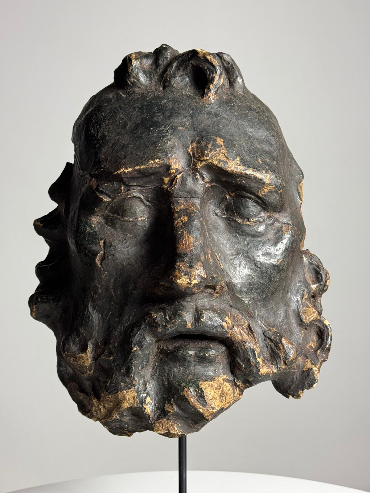 Oversized Classical Unfired Clay Head, Signed Riley 1904, photo 6