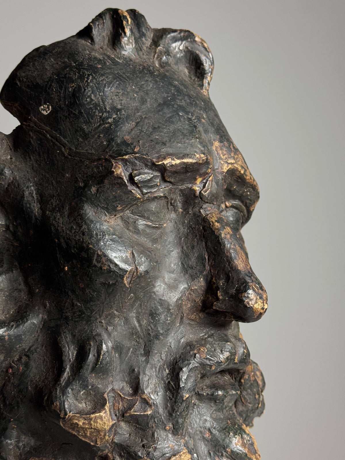 Oversized Classical Unfired Clay Head, Signed Riley 1904, photo 10