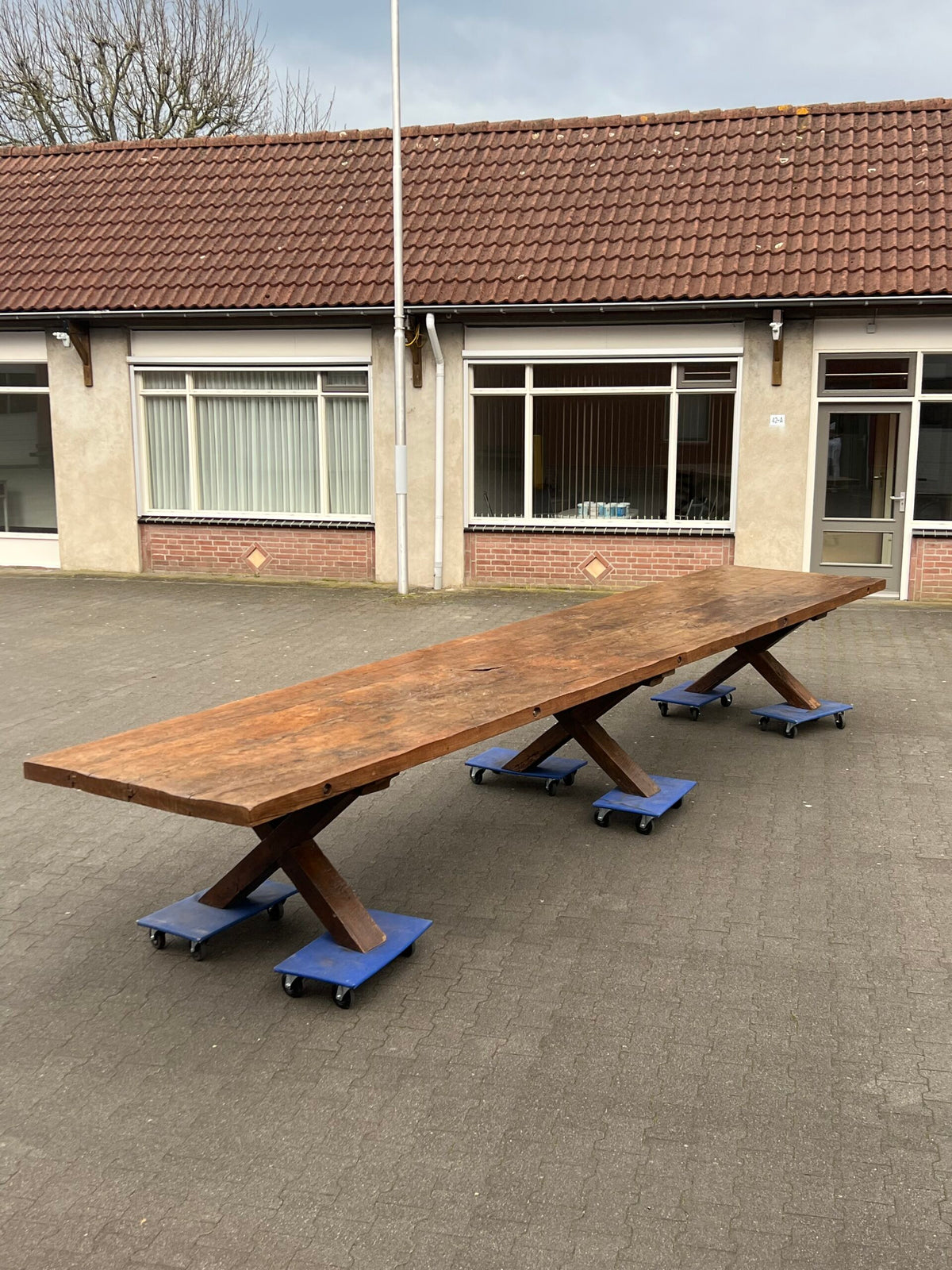 Monumental Oak Refectory Table, 603 cm, Belgium c. 1915, photo 12