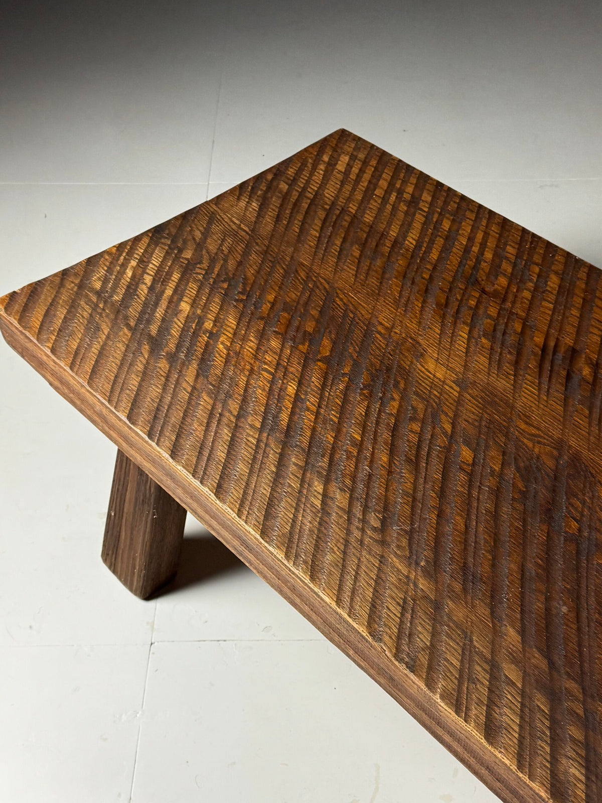 Brutalist Solid Oak Coffee Table, Netherlands, 1970s, photo 4