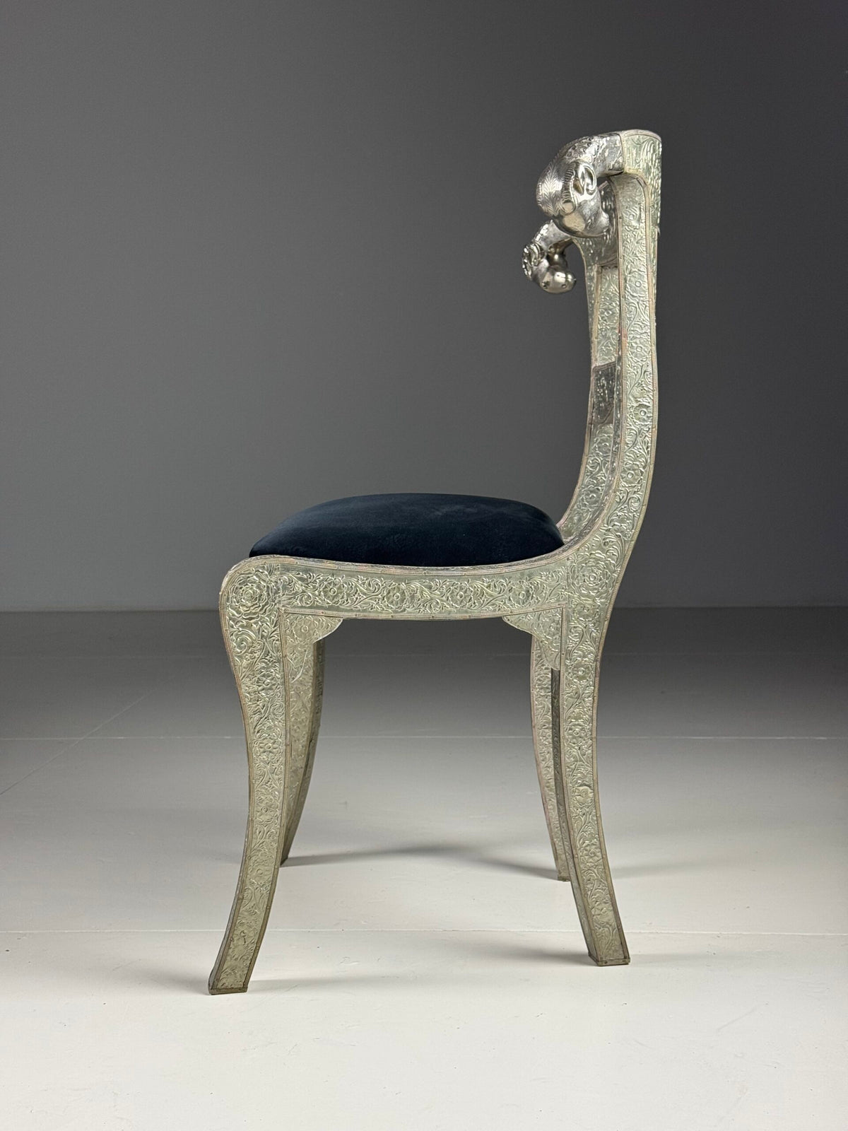 Set of Four Anglo-Indian Dowry Chairs with Tin Cladding, photo 16
