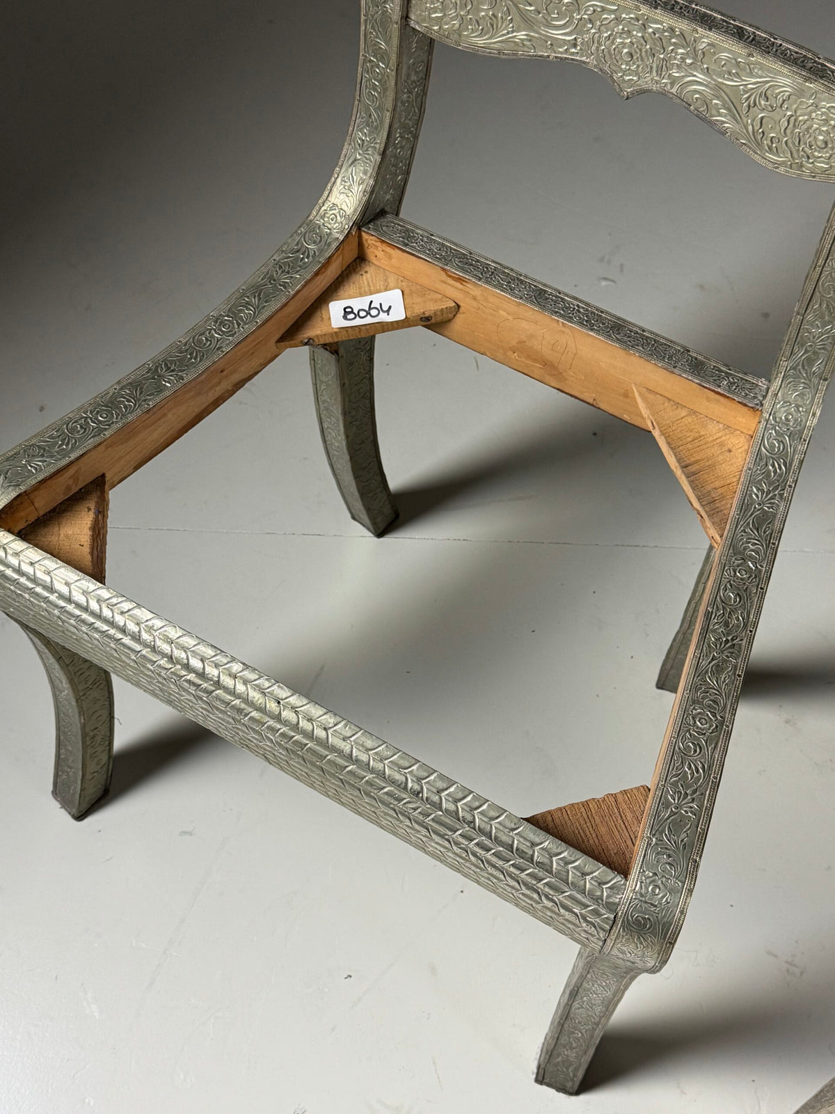 Set of Four Anglo-Indian Dowry Chairs with Tin Cladding, photo 30