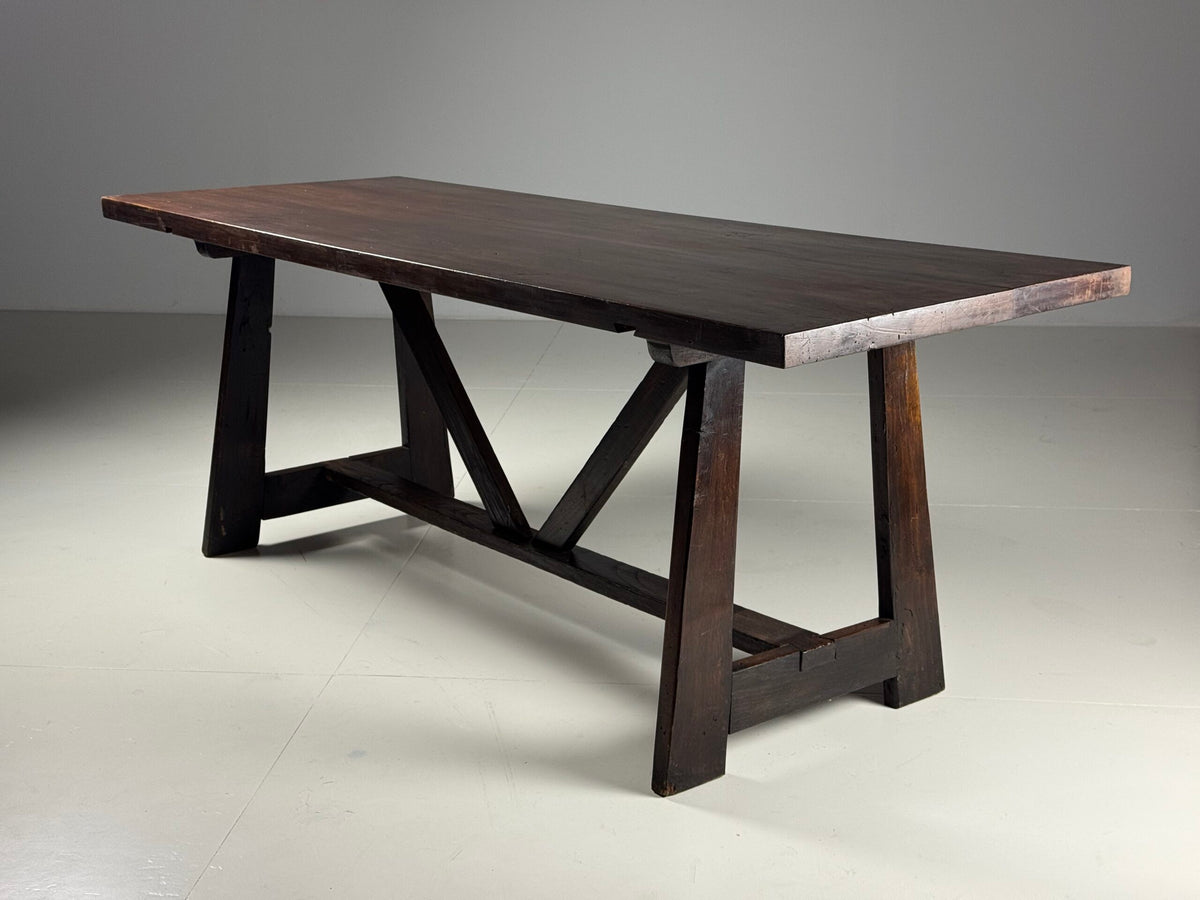 Italian Walnut Refectory Dining Table, Early 20th Century, photo 14