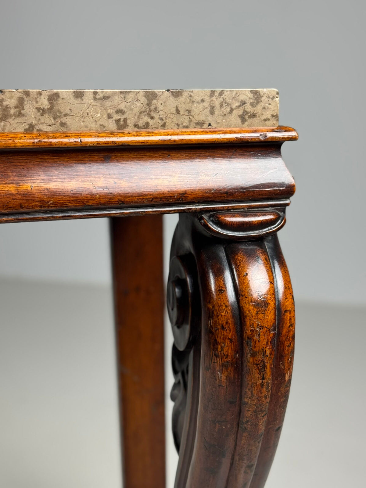 English Mahogany Console Table with Marble Top, 19th Century, photo 9