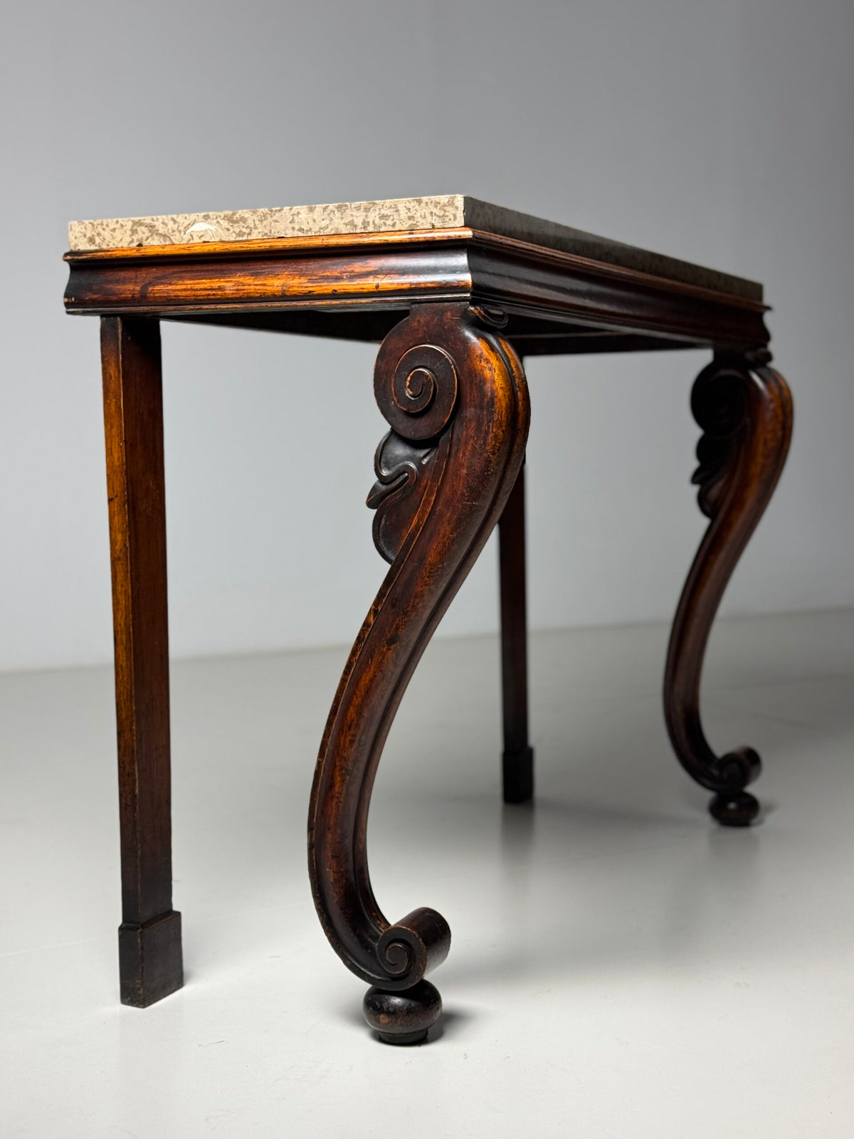 English Mahogany Console Table with Marble Top, 19th Century, photo 10