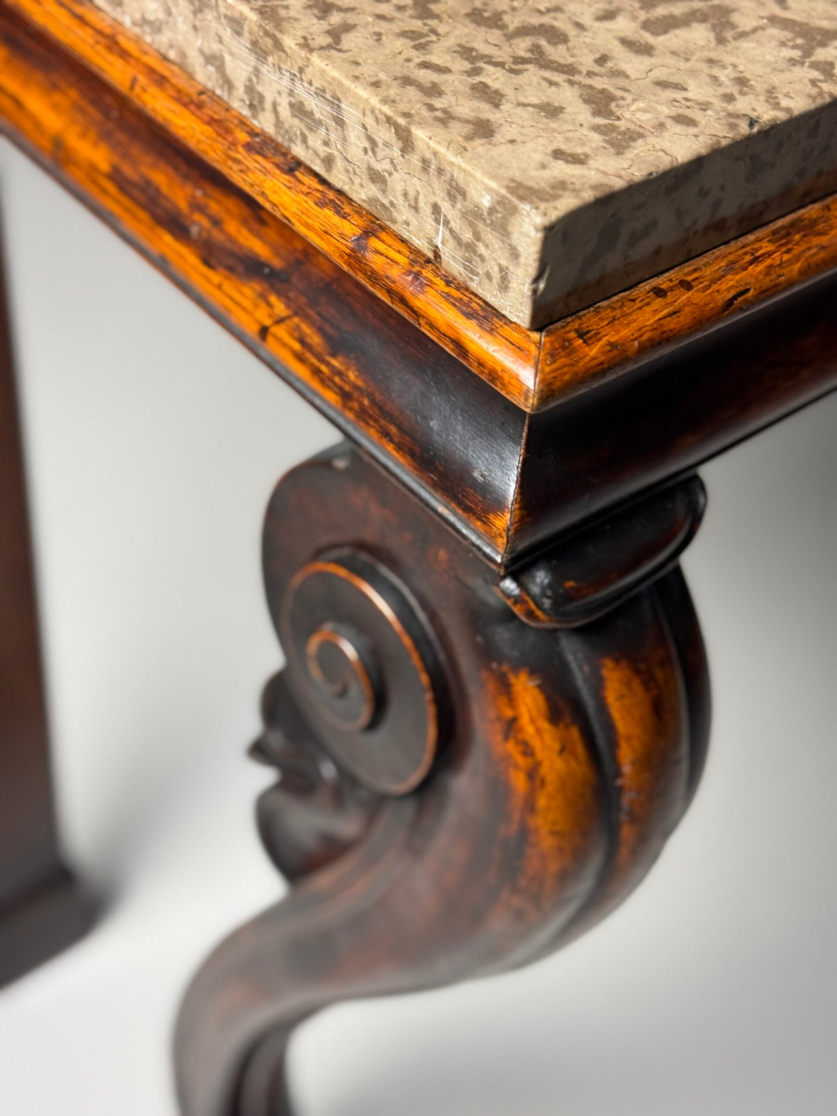 English Mahogany Console Table with Marble Top, 19th Century, photo 12