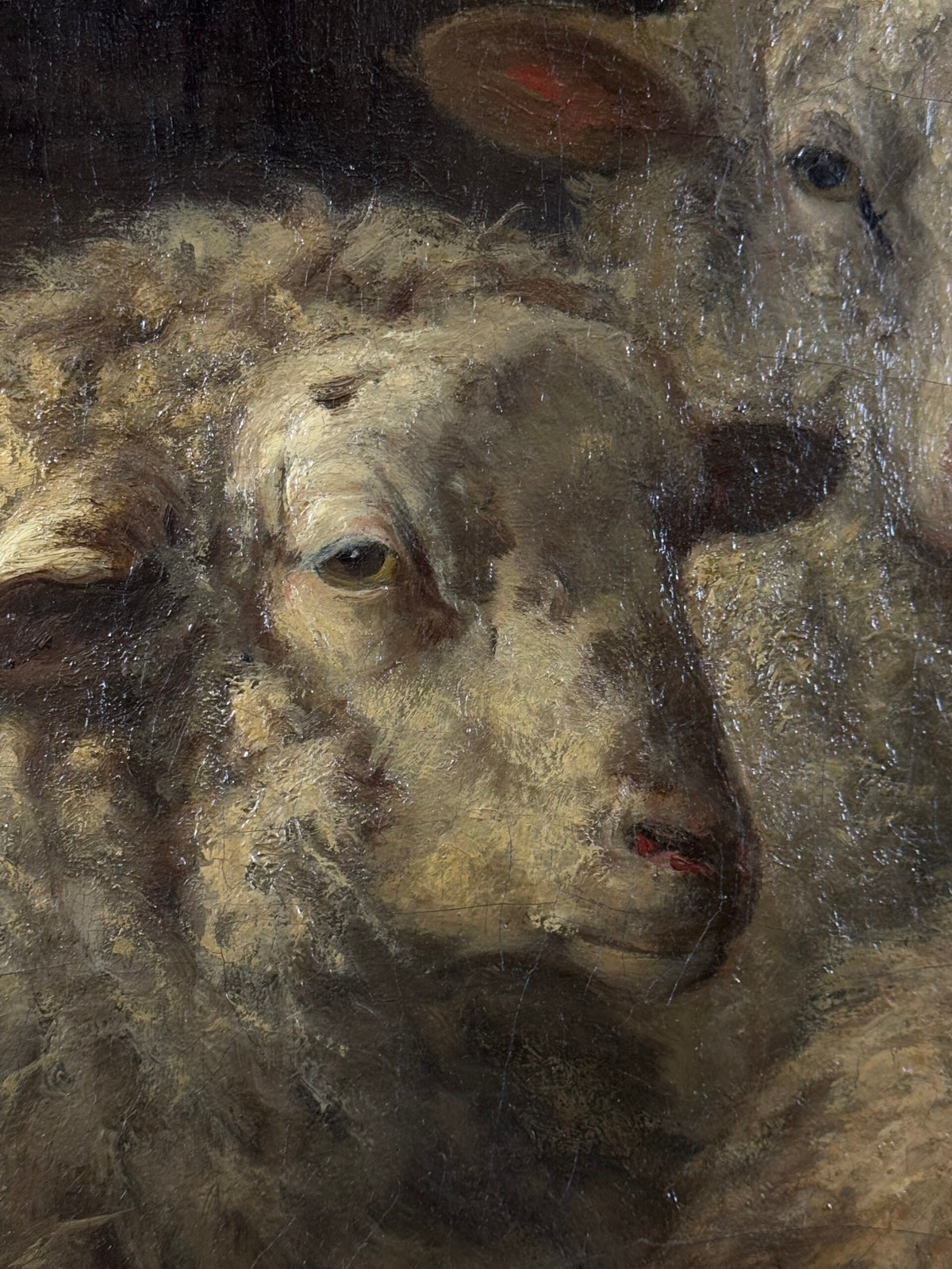 Sheep in the Stable, Oil Painting by Dirk Peter van Lokhorst, 1885, photo 7