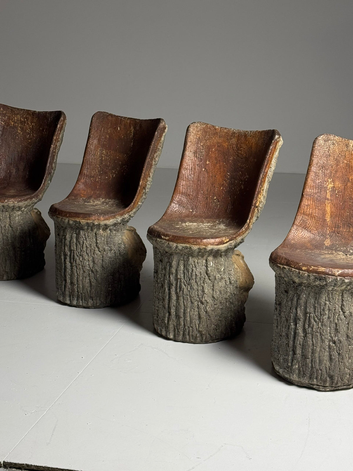 Set of Four Concrete Faux Bois Chairs, France, c. 1960, photo 1