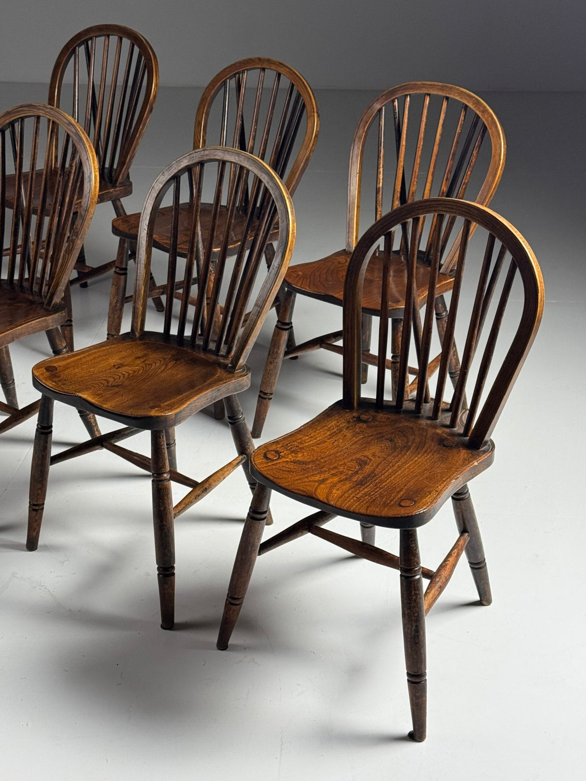 Set of Six English Windsor Spindle Back Chairs, 1935, photo 13