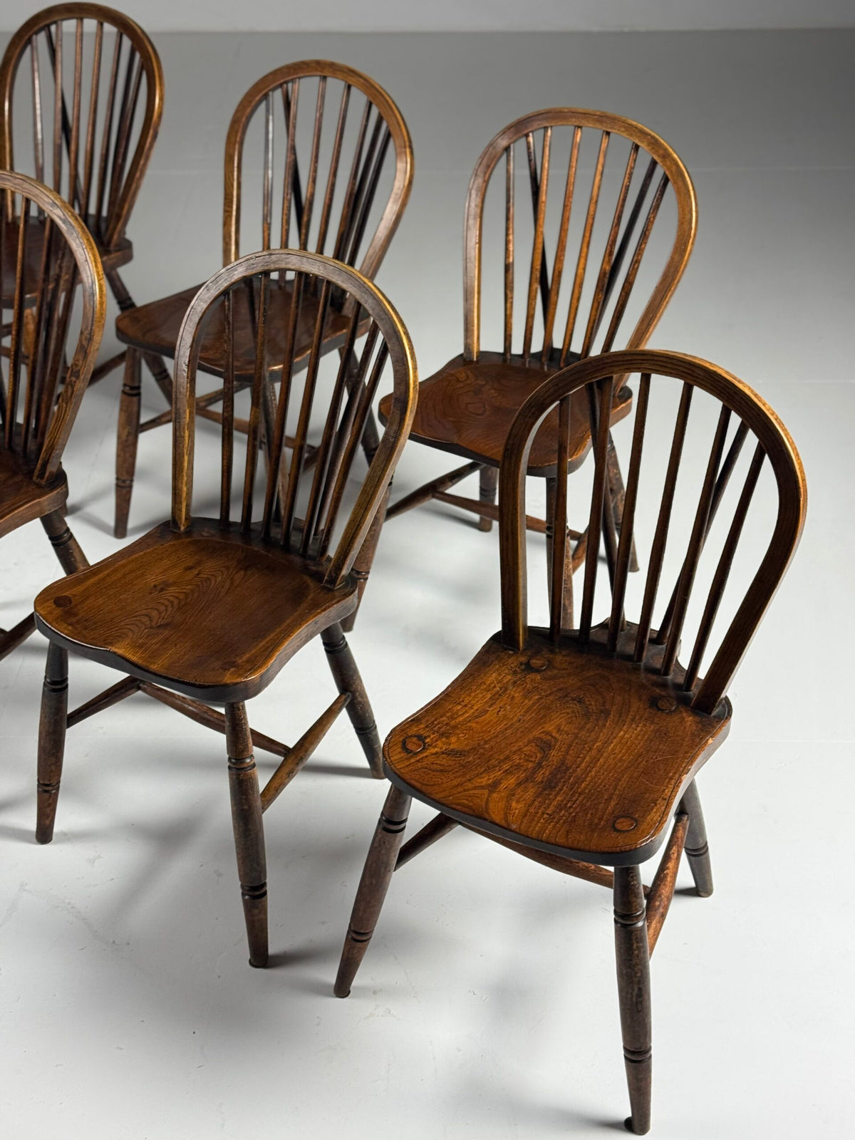 Set of Six English Windsor Spindle Back Chairs, 1935, photo 12
