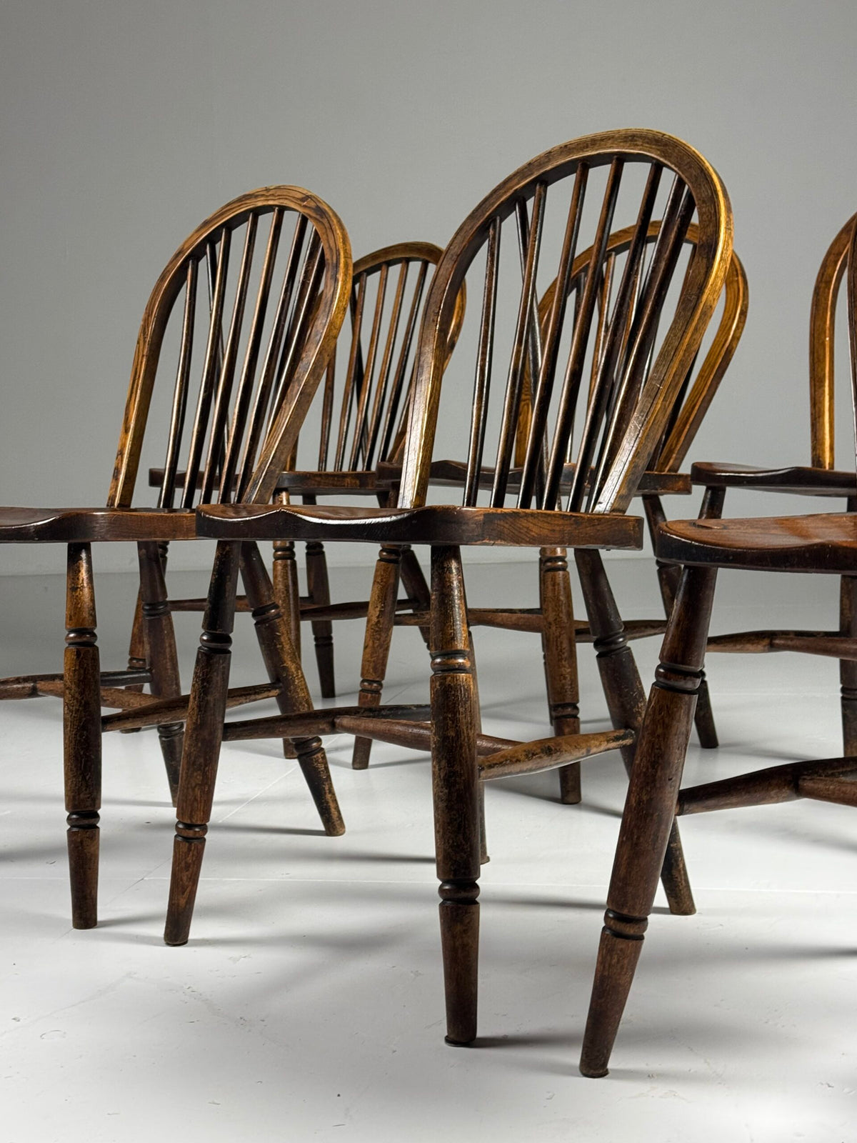 Set of Six English Windsor Spindle Back Chairs, 1935, photo 8