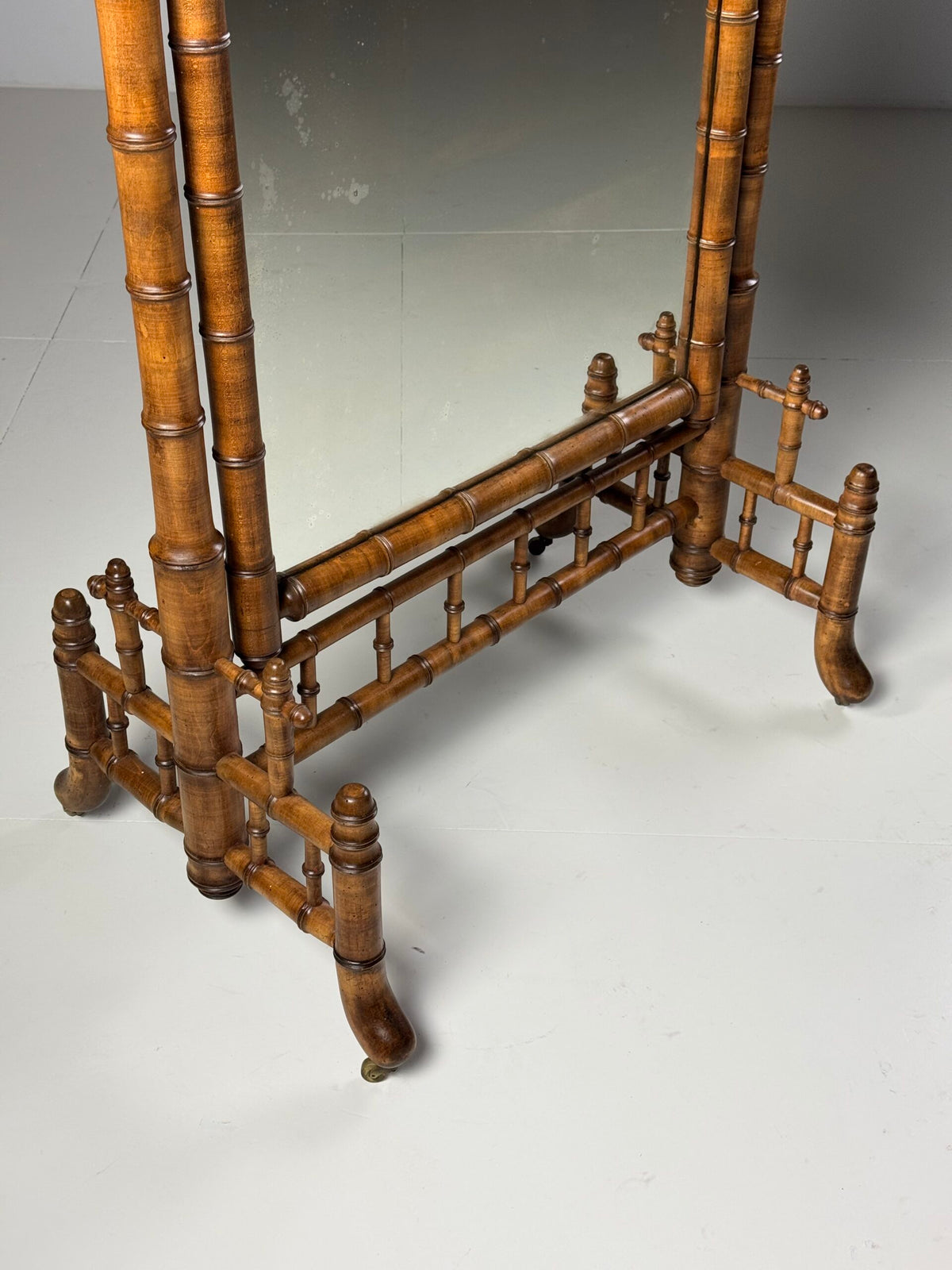 French Faux Bamboo Cheval Mirror, c. 1900, photo 12