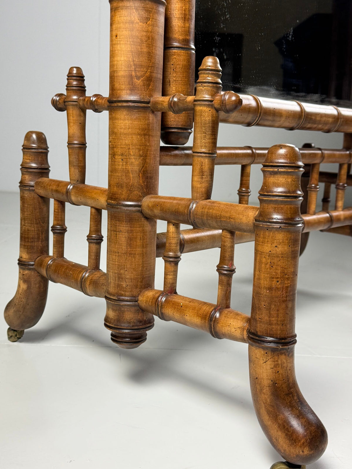 French Faux Bamboo Cheval Mirror, c. 1900, photo 16
