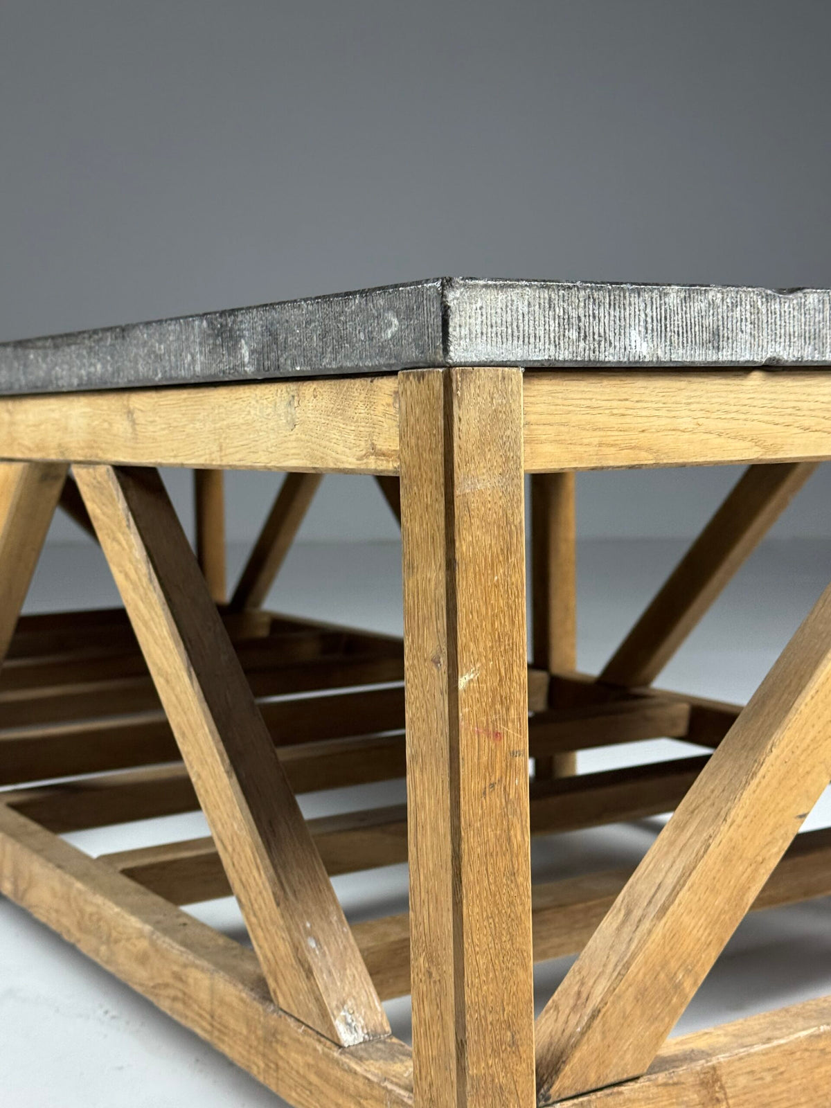 Rustic Coffee Table with Bluestone Top and Oak Base, Belgium, photo 16
