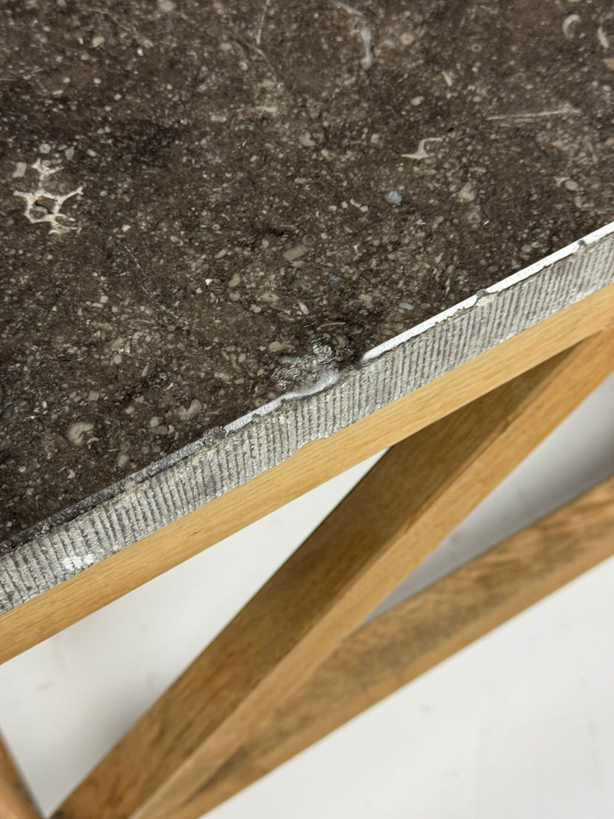 Rustic Coffee Table with Bluestone Top and Oak Base, Belgium, photo 14