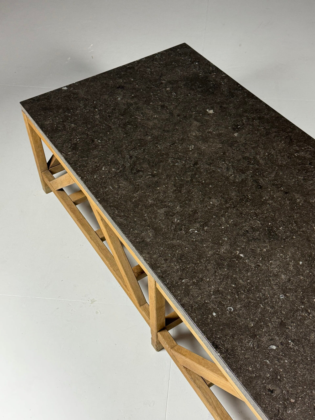Rustic Coffee Table with Bluestone Top and Oak Base, Belgium, photo 12