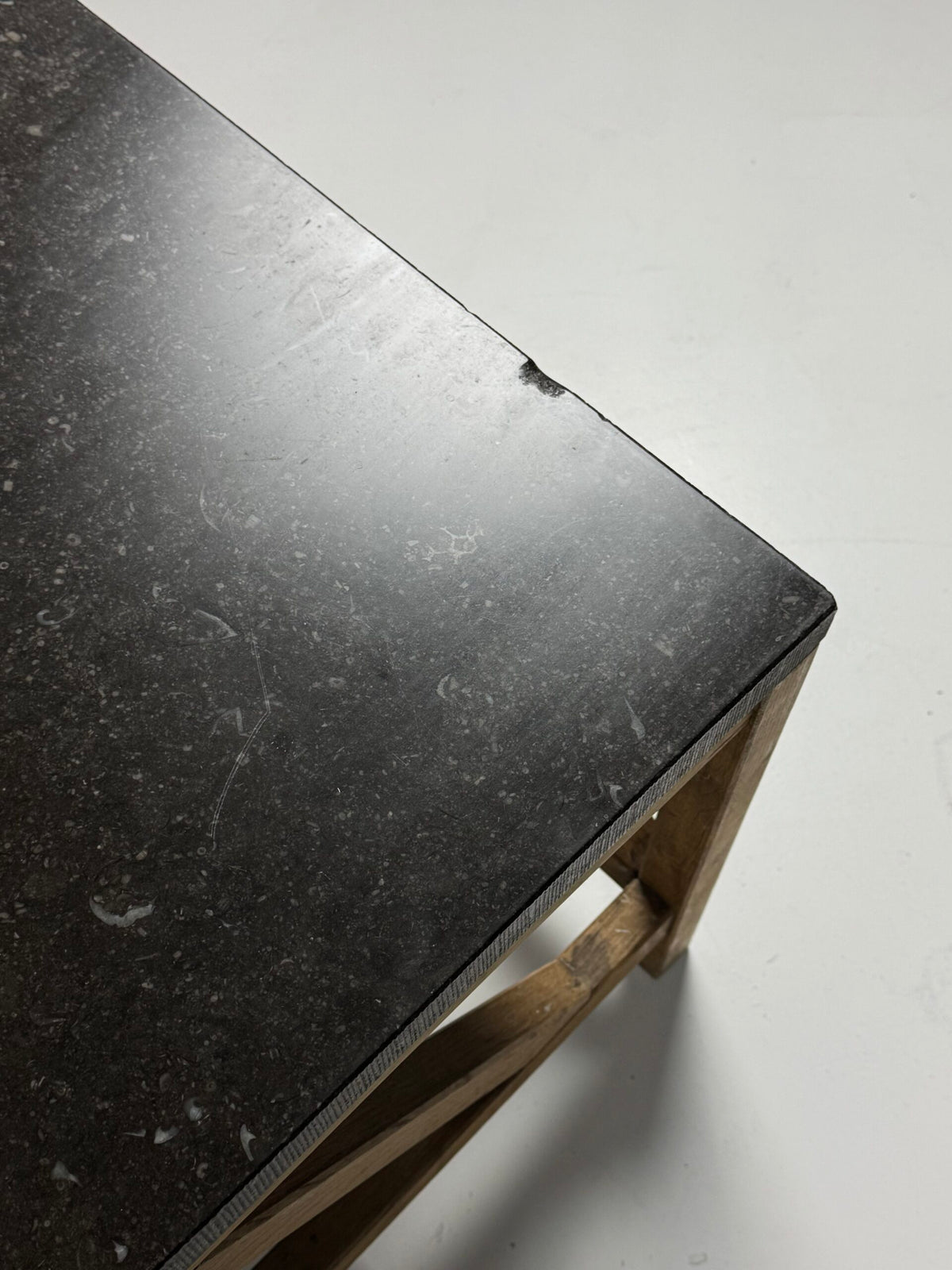 Rustic Coffee Table with Bluestone Top and Oak Base, Belgium, photo 3