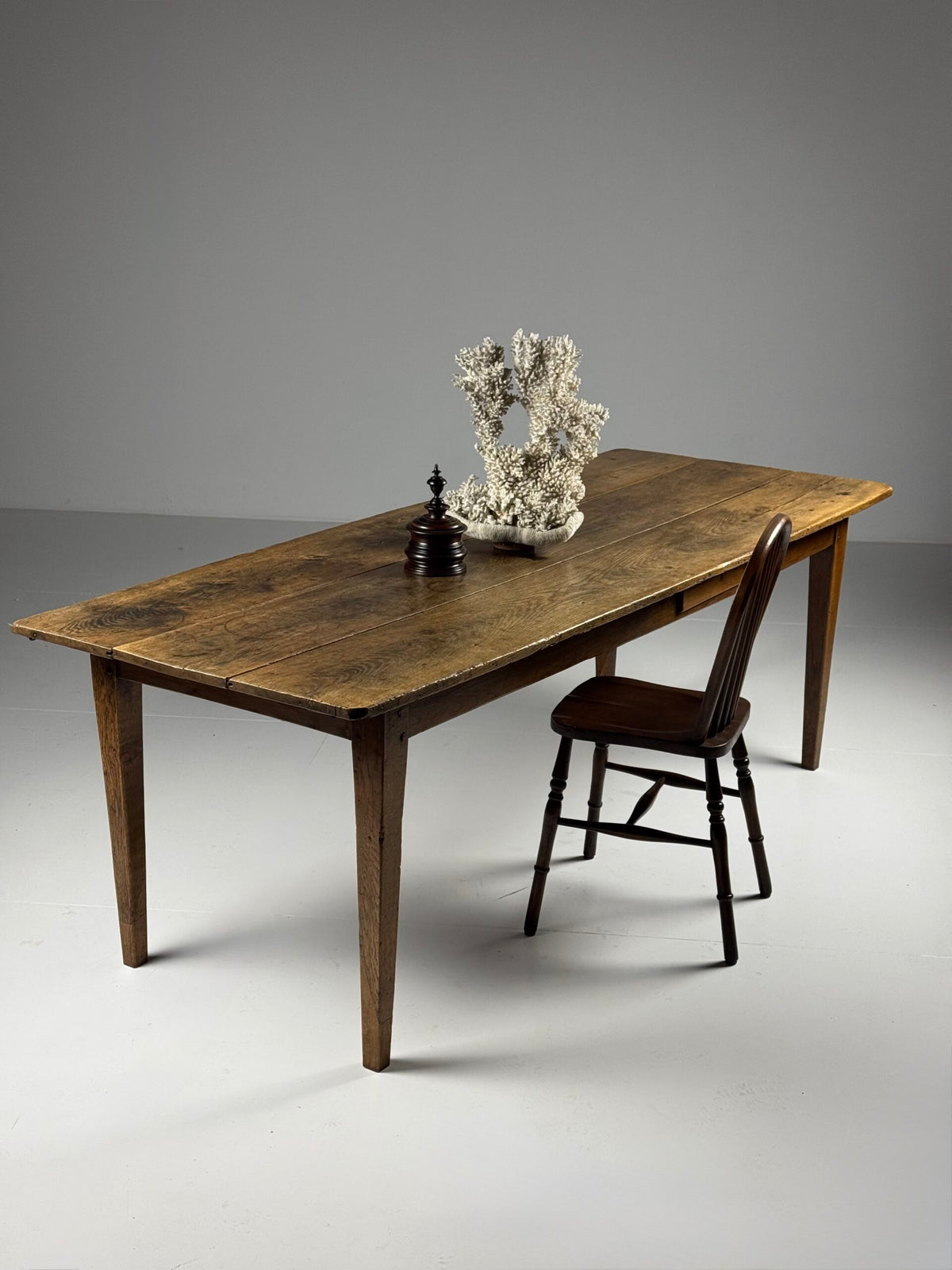 French Antique Farmhouse Dining Table with Extension Leaves, photo 1