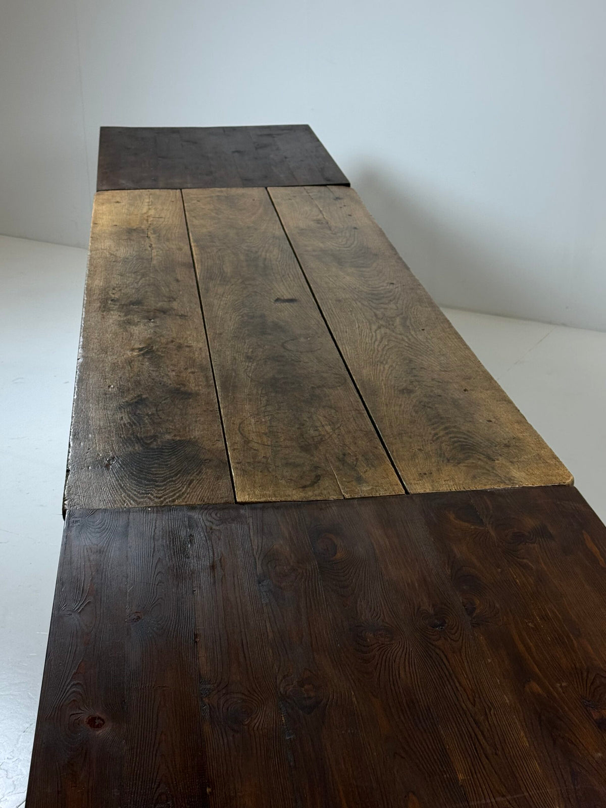 French Antique Farmhouse Dining Table with Extension Leaves, photo 2