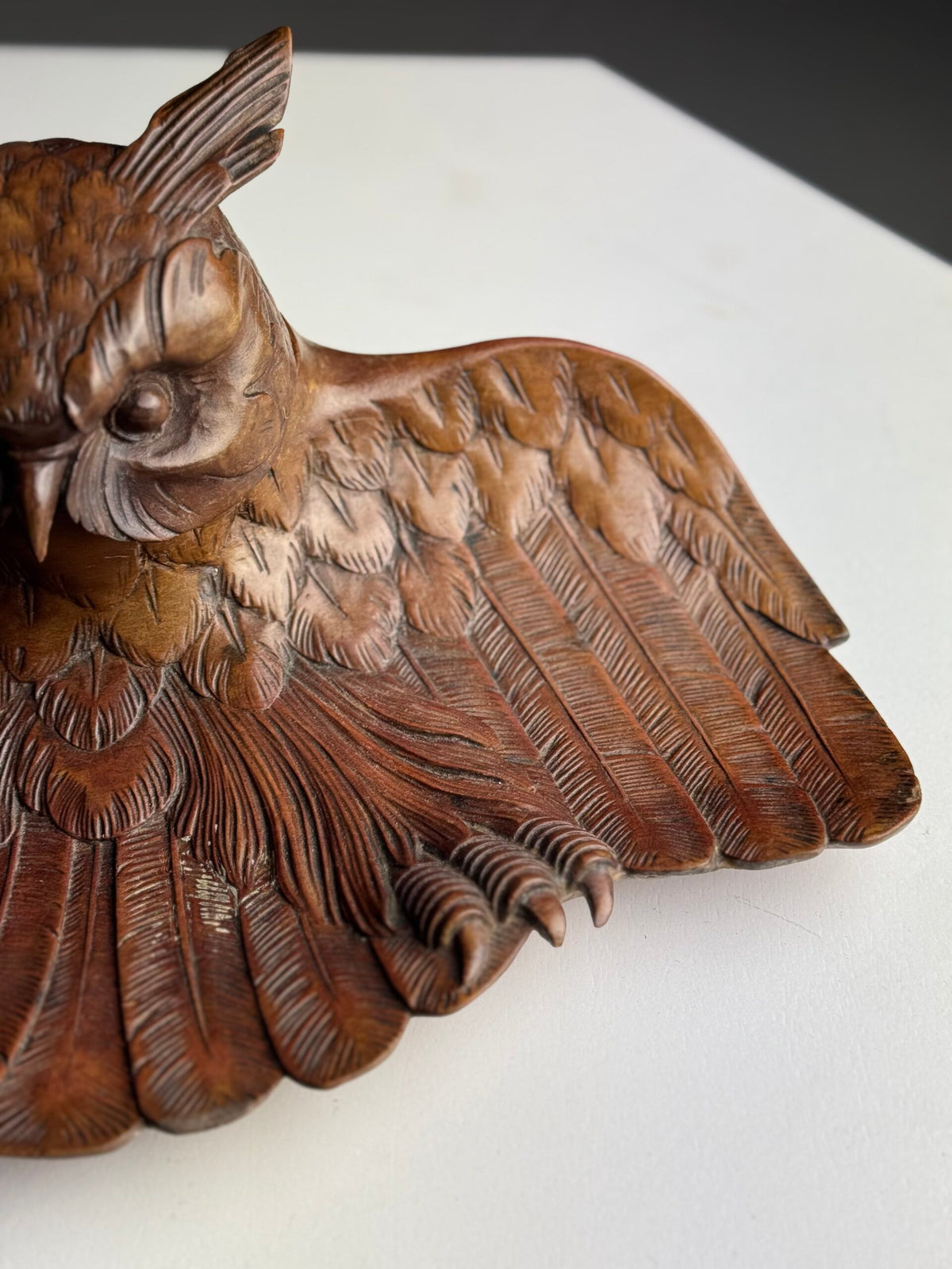 Black Forest Owl Inkwell, Carved Linden Wood, 1918, photo 25