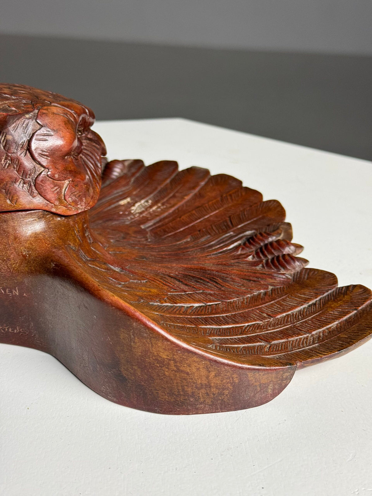Black Forest Owl Inkwell, Carved Linden Wood, 1918, photo 13