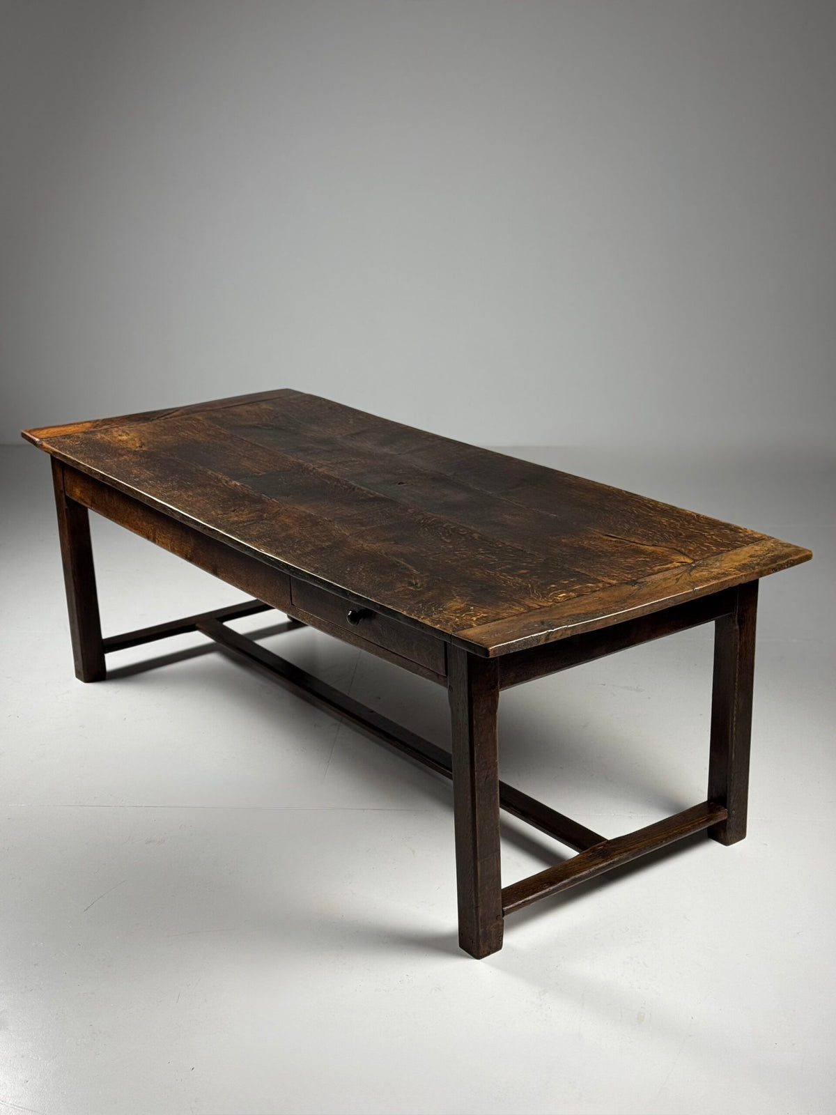 French Antique Oak Farmhouse Table with Two Plank Top, 18th Century, photo 1