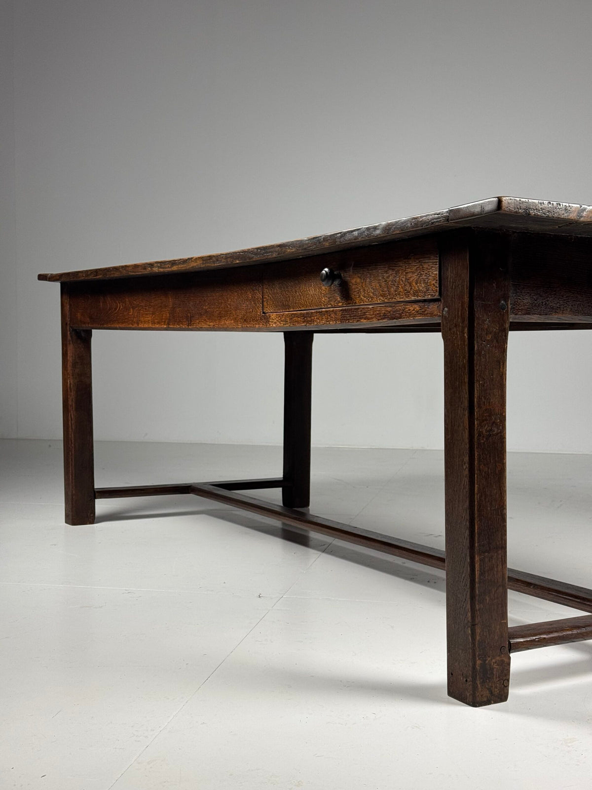 French Antique Oak Farmhouse Table with Two Plank Top, 18th Century, photo 6