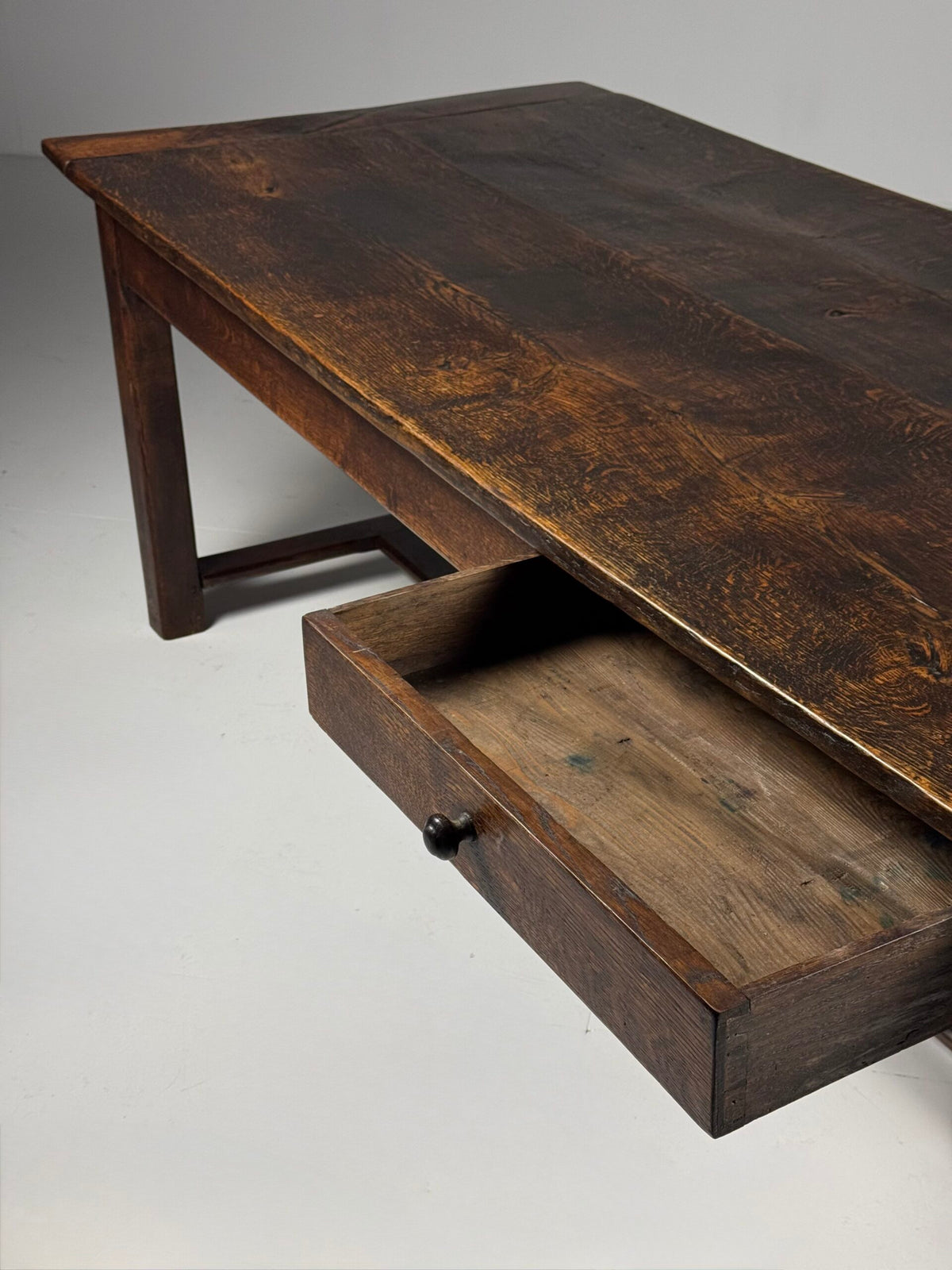 French Antique Oak Farmhouse Table with Two Plank Top, 18th Century, photo 3