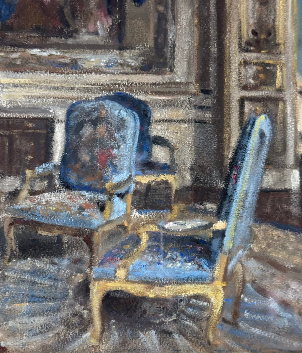 Pastel Drawing of a French Chateau Salon, Signed G. Gay, 1939, photo 3
