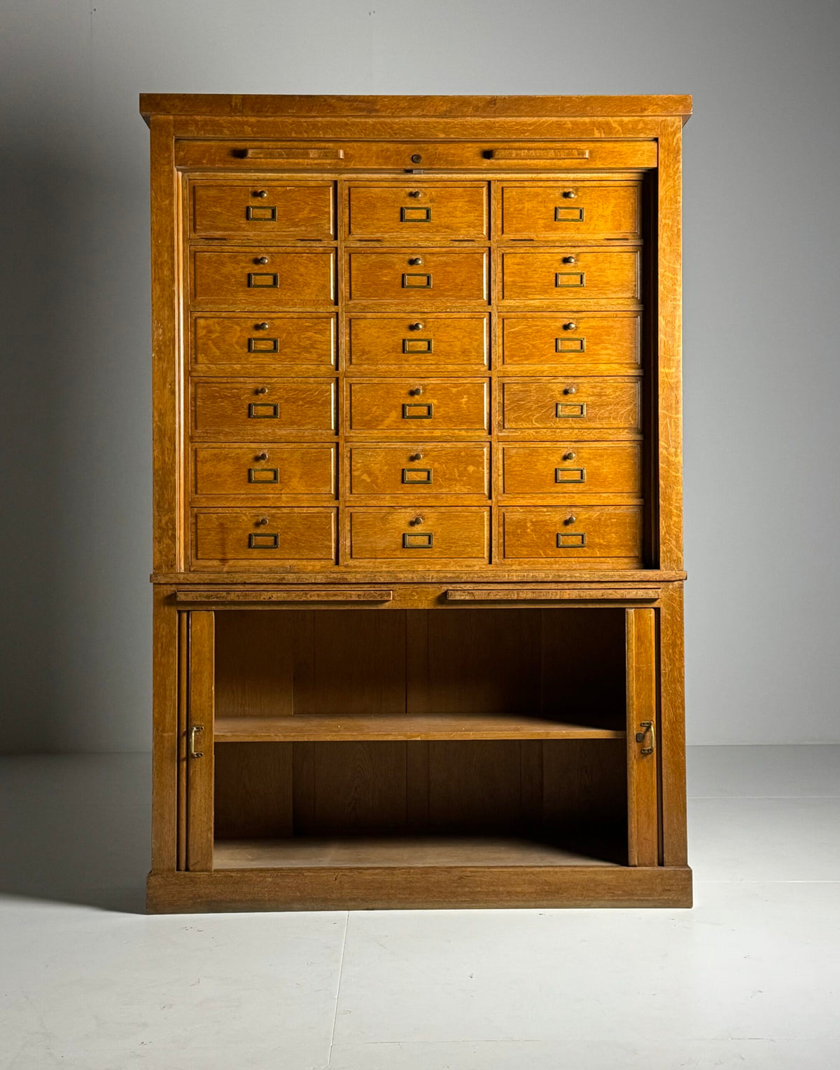 Dutch Oak Filing Cabinet with Roller Doors, 1950s, photo 3
