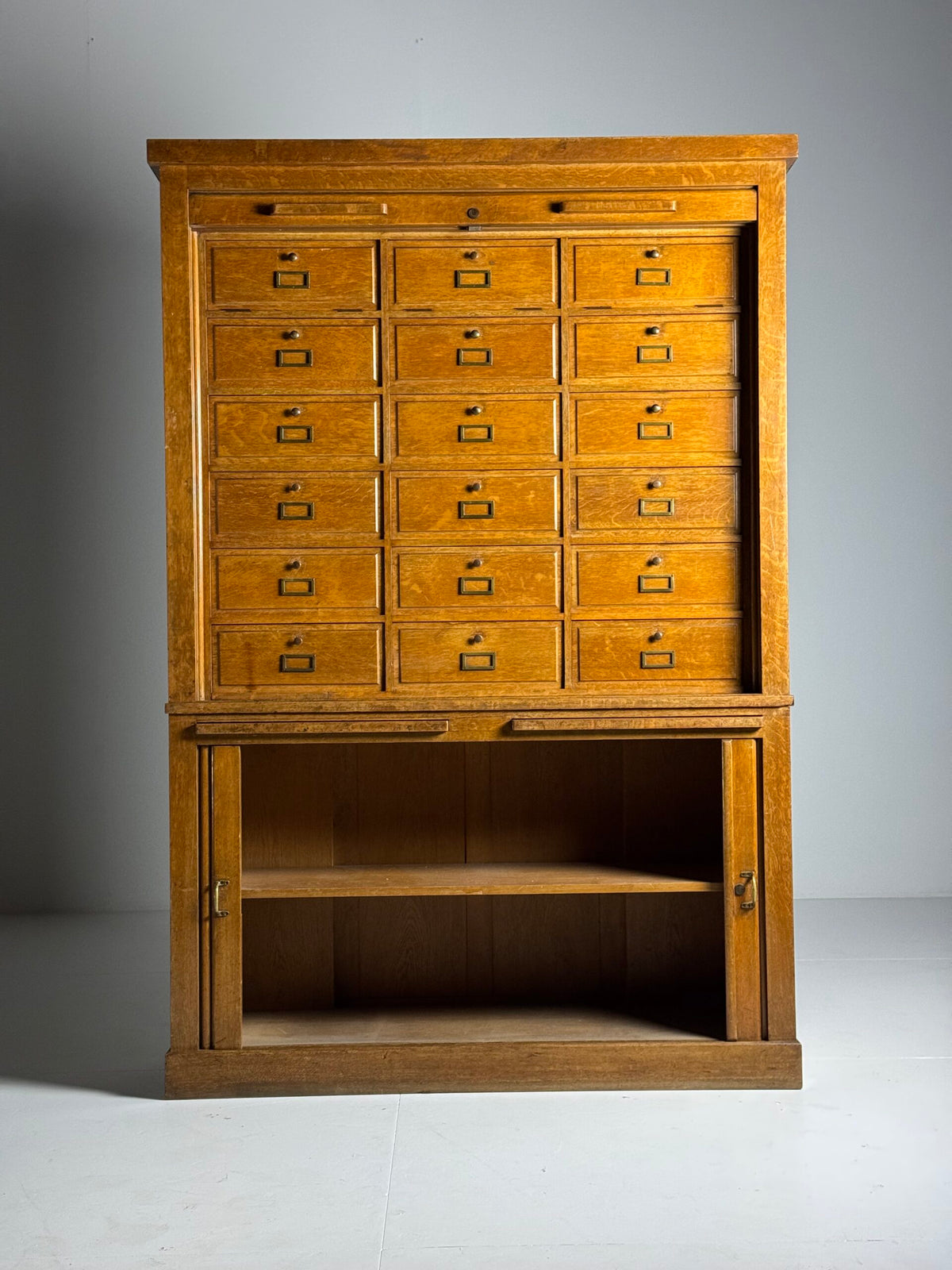 Dutch Oak Filing Cabinet with Roller Doors, 1950s, photo 4