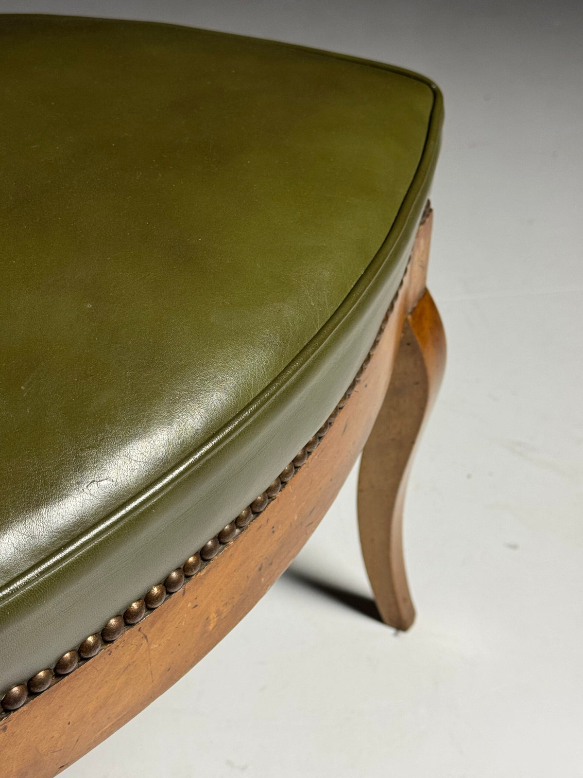 Set of Five French Dining Chairs with Green Leather Seats, photo 10