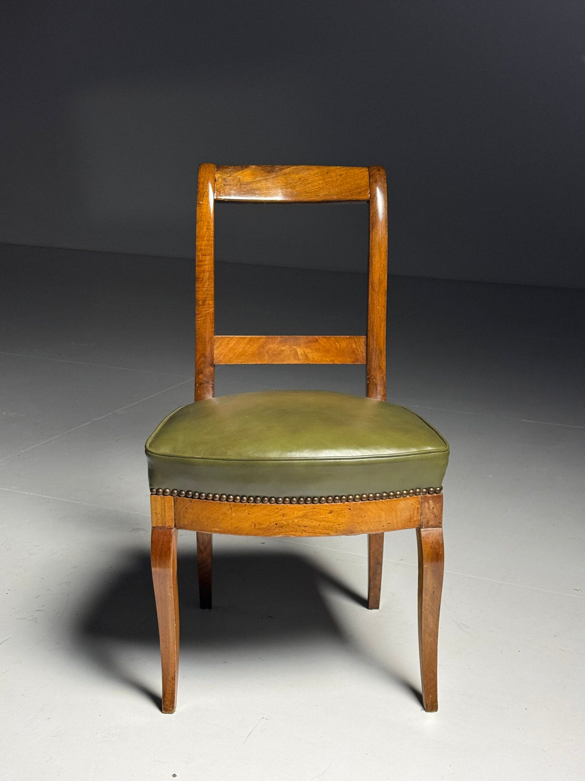 Set of Five French Dining Chairs with Green Leather Seats, photo 7