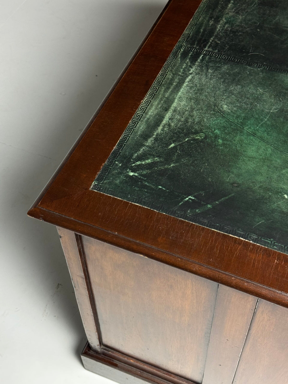 English Partner Desk with Green Leather Top, Mid 20th Century, photo 10