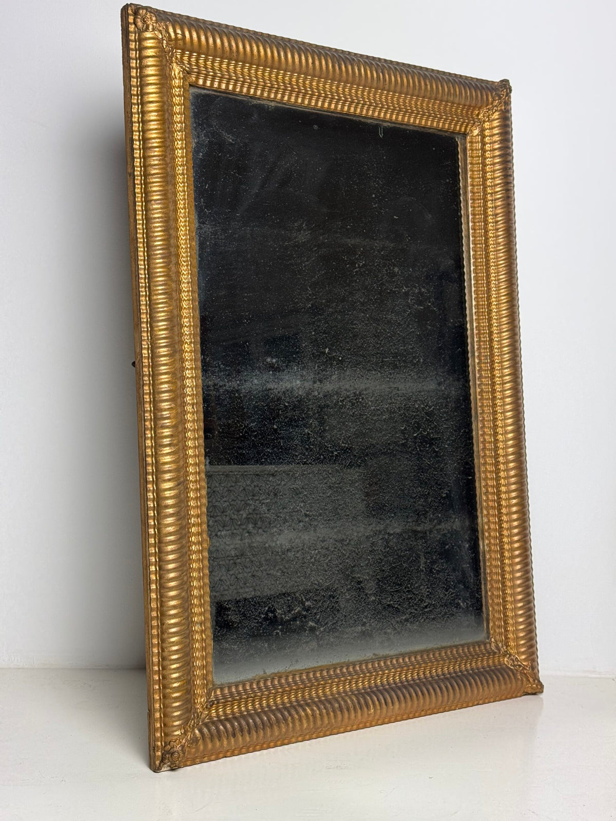 French Gilt Ribbed Frame Mirror, 19th Century, photo 12