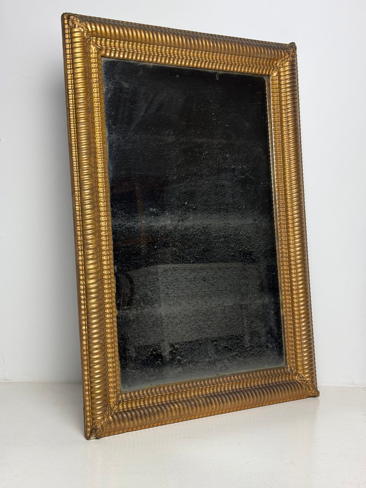 French Gilt Ribbed Frame Mirror, 19th Century, photo 11
