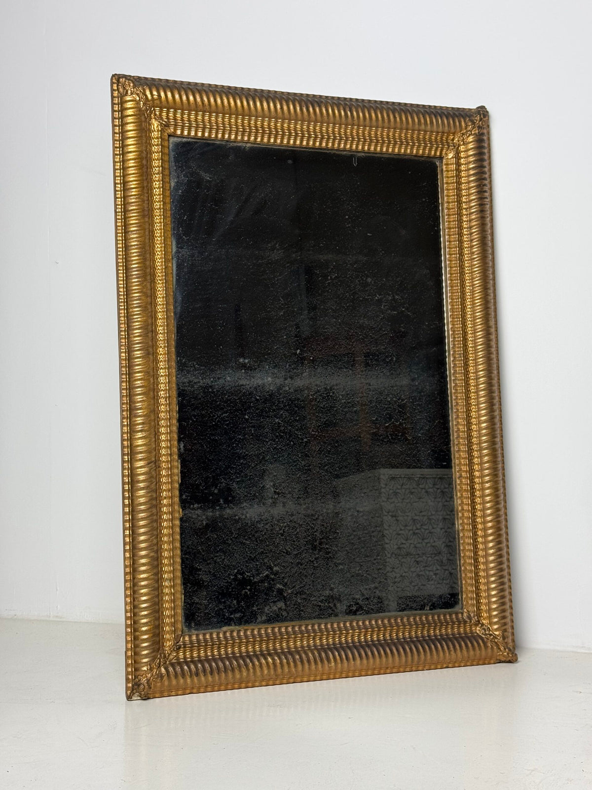French Gilt Ribbed Frame Mirror, 19th Century, photo 1