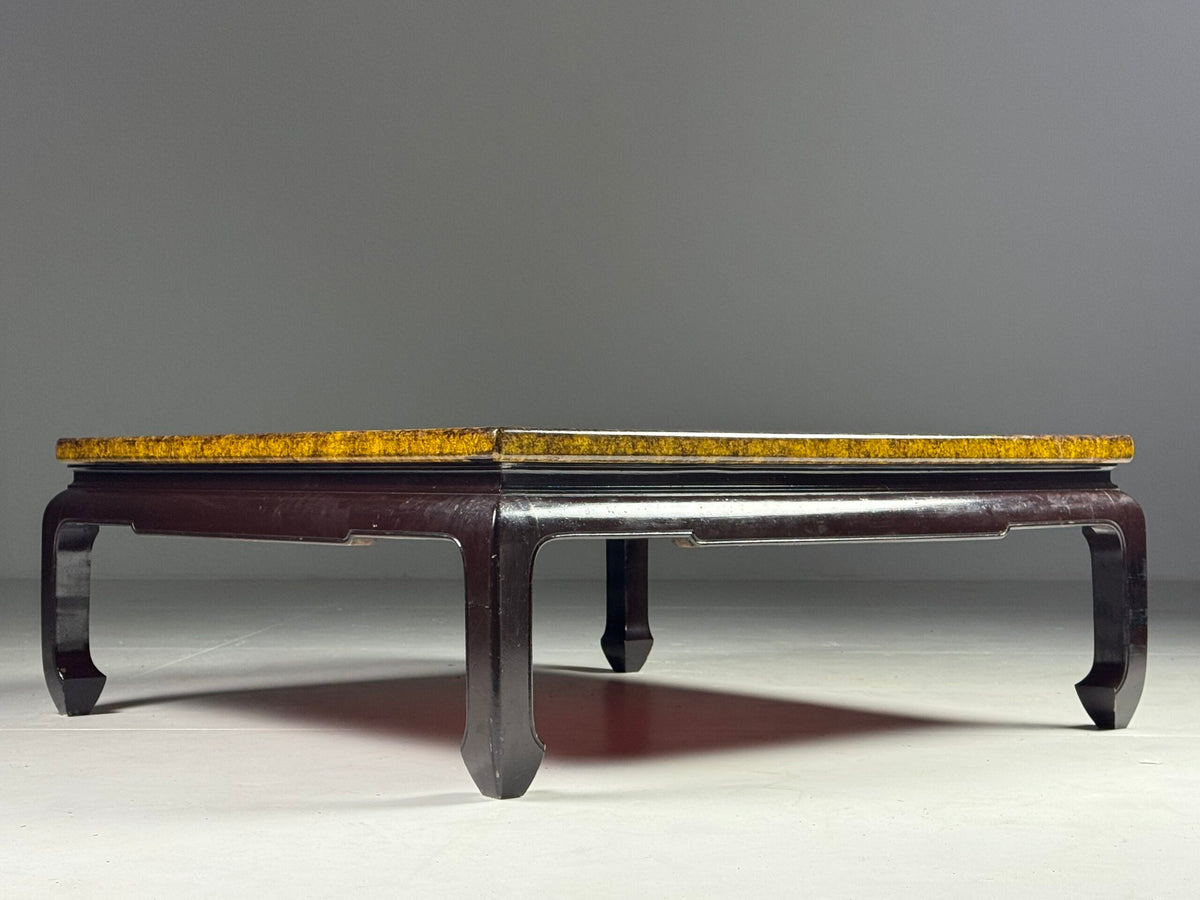 Square Asian Vintage Coffee Table with Chessboard Top, photo 12