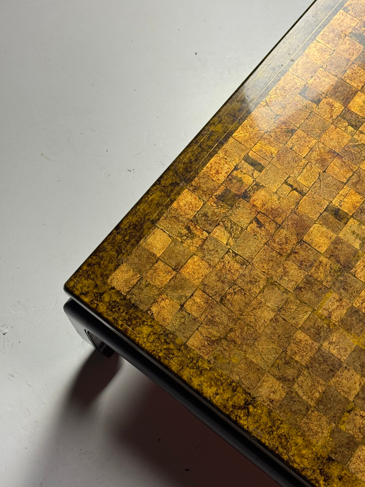 Square Asian Vintage Coffee Table with Chessboard Top, photo 17