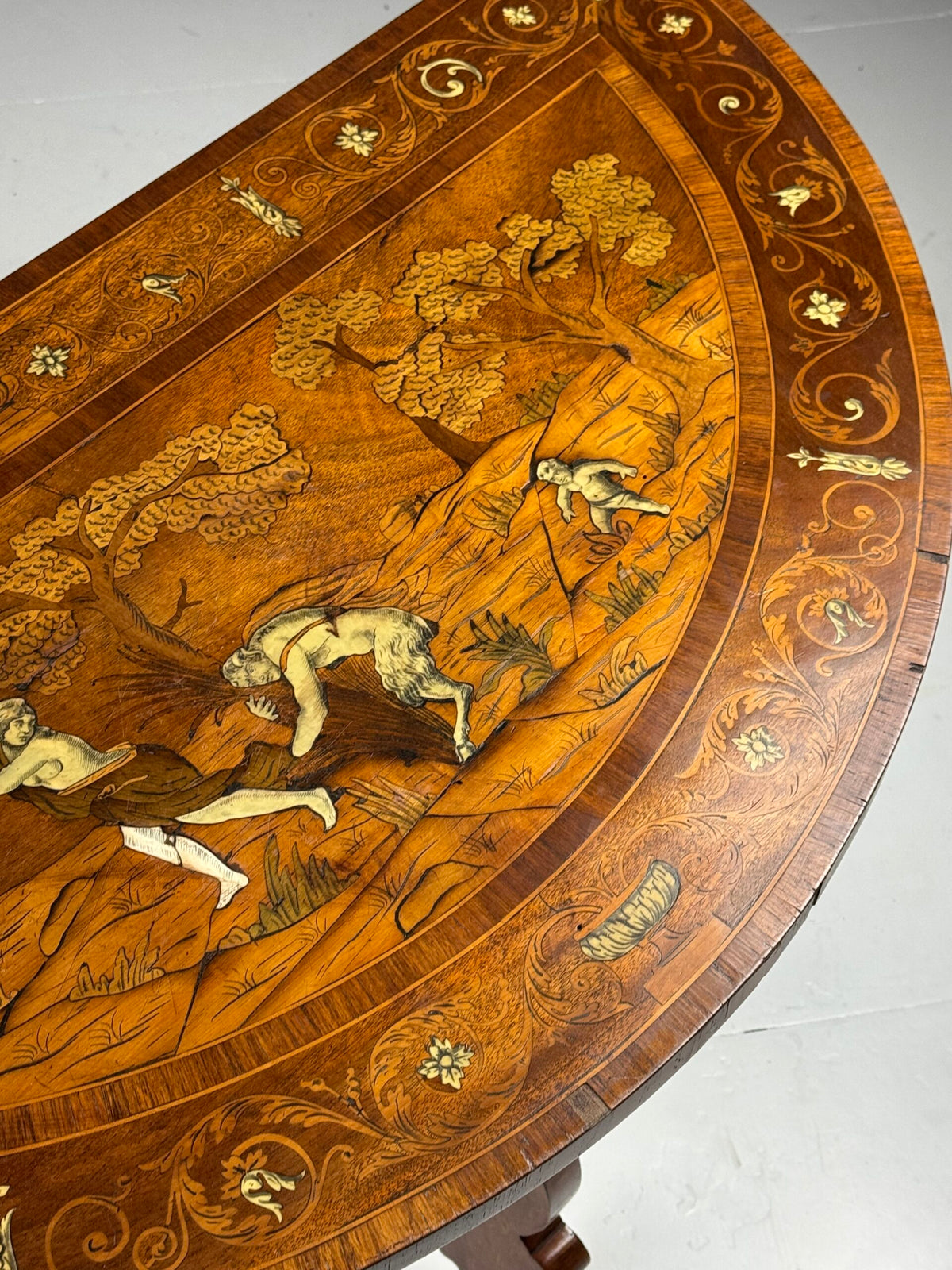 Pair of Italian Demi Lune Tables Inlaid with Bone, 19th Century, photo 5