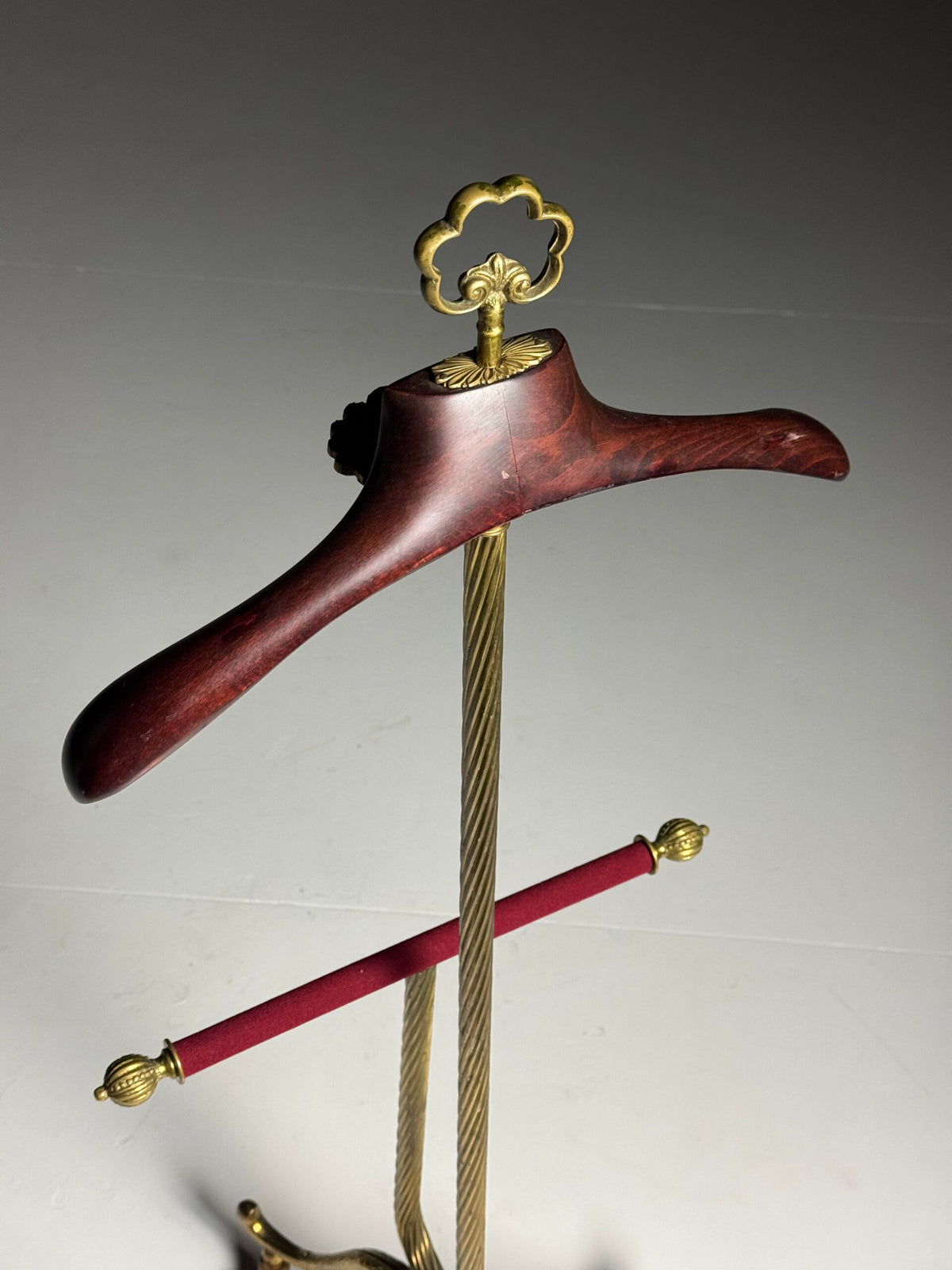 French Brass and Mahogany Clothes Valet on Wheels, Mid 20th Century, photo 16