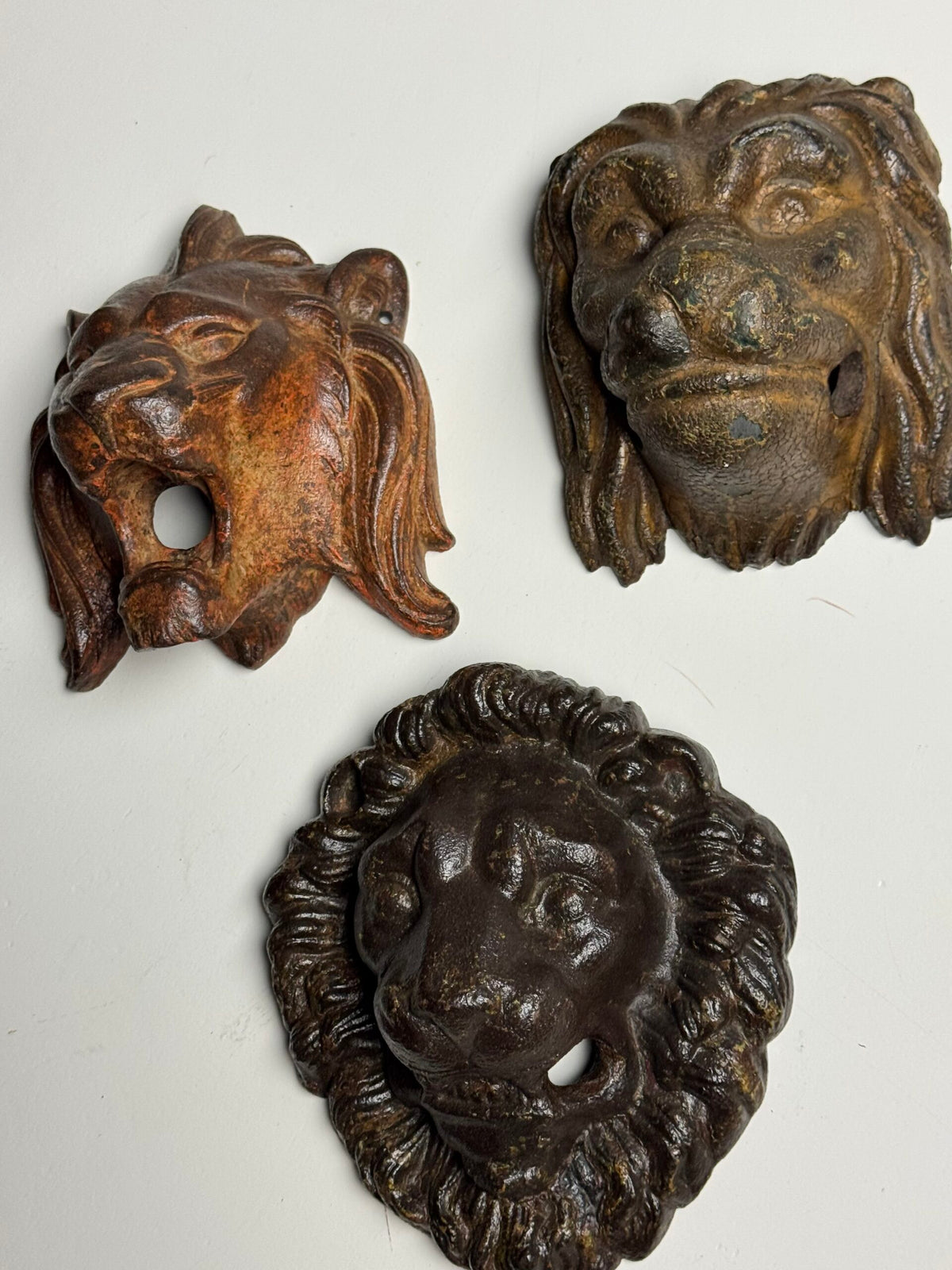 Set of Three Cast Iron Lion Heads, France, 19th Century, photo 1