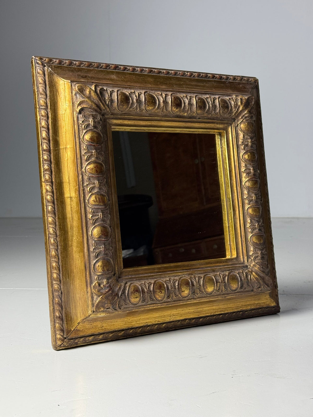 Vintage Square Gold Coloured Mirror, Mid 20th Century, photo 15