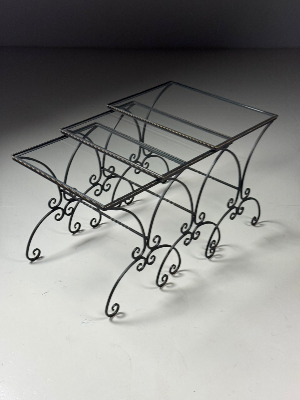 Set of Three Large Wrought Iron Nesting Tables, 20th Century, photo 17