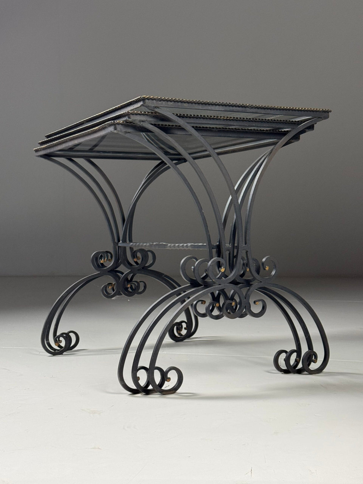 Set of Three Large Wrought Iron Nesting Tables, 20th Century, photo 6