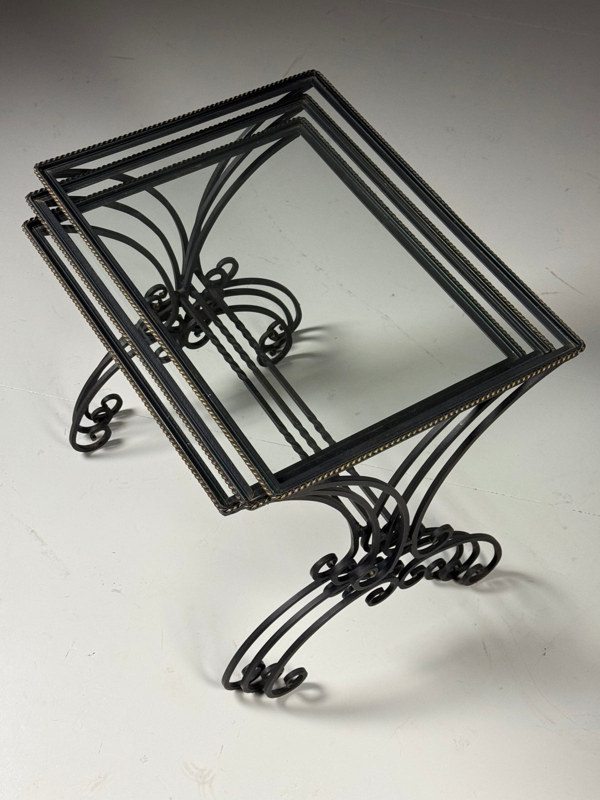 Set of Three Large Wrought Iron Nesting Tables, 20th Century, photo 3