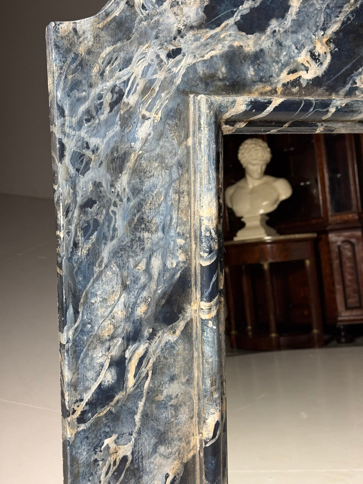 Large French Faux Marbre Painted Mirror, c. 1900, photo 5