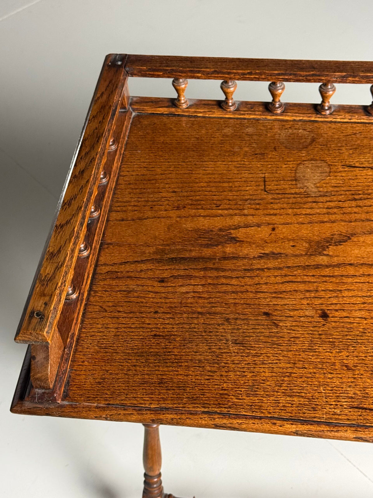 Solid Oak Etagere Tray Table, Early 20th Century, photo 7