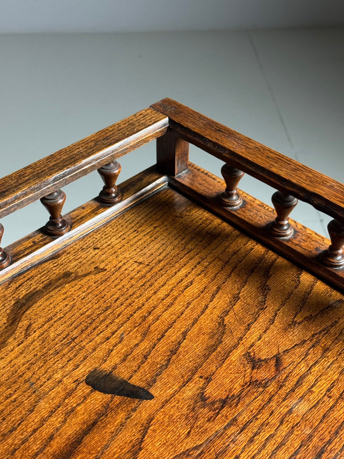 Solid Oak Etagere Tray Table, Early 20th Century, photo 4