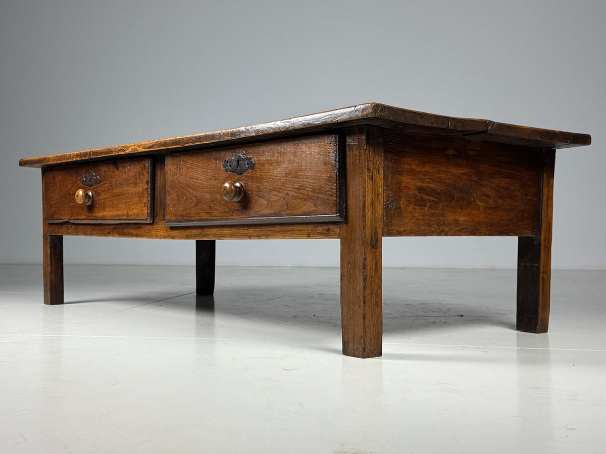 French Farmhouse Coffee Table with Two Drawers, photo 1